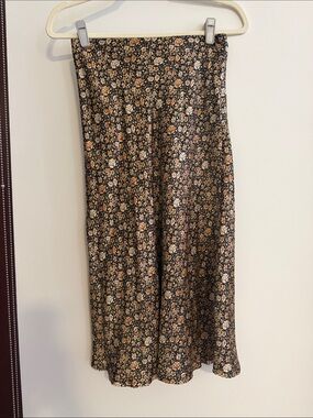 Nili Lotan 100% Silk Floral Midi Slip Skirt